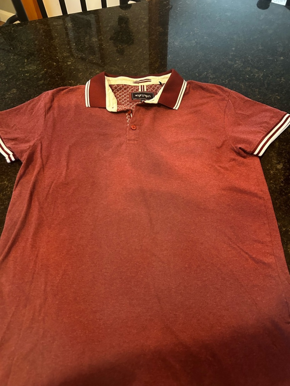Abstract Men's Rust Polo with Contrast Trim